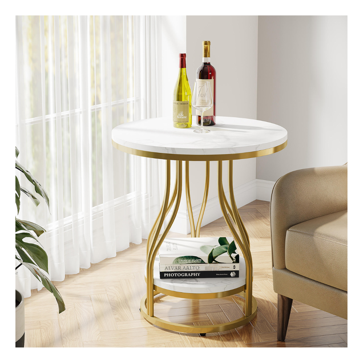 Vase Curve Two-Tier Side Table